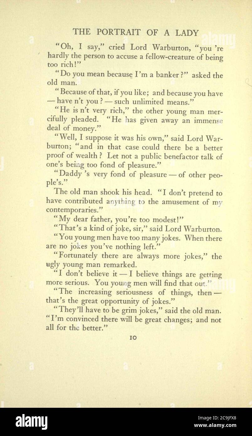 James - das Porträt einer Dame, Band I, S. 10. Stockfoto