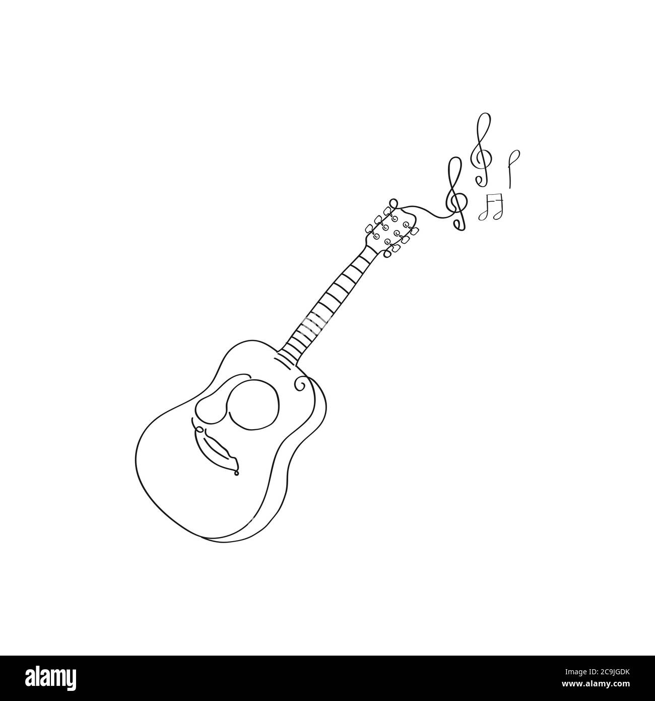 Gitarrensymbol Vektor, akustisches Musikinstrument auf weißem Hintergrund Isoliert. Trendy Flat Style für Grafikdesign, Logo, Website, Social Media, Stock Vektor