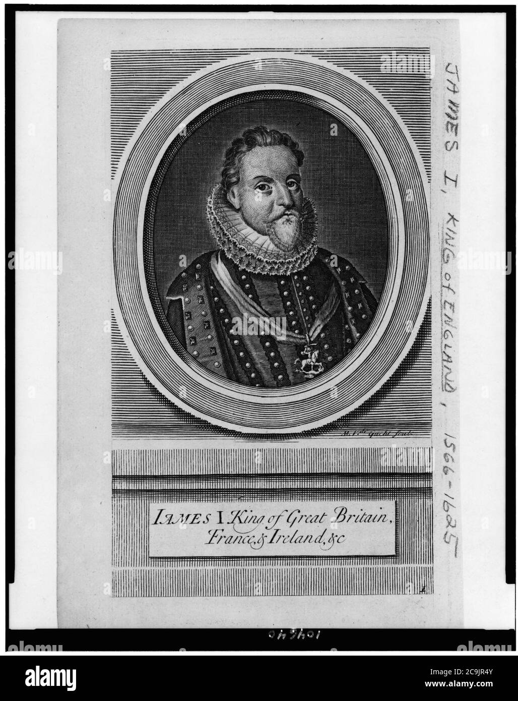 James I., König von Großbritannien, Frankreich & Irland, &c - M. VDR. Gucht fecit. Stockfoto