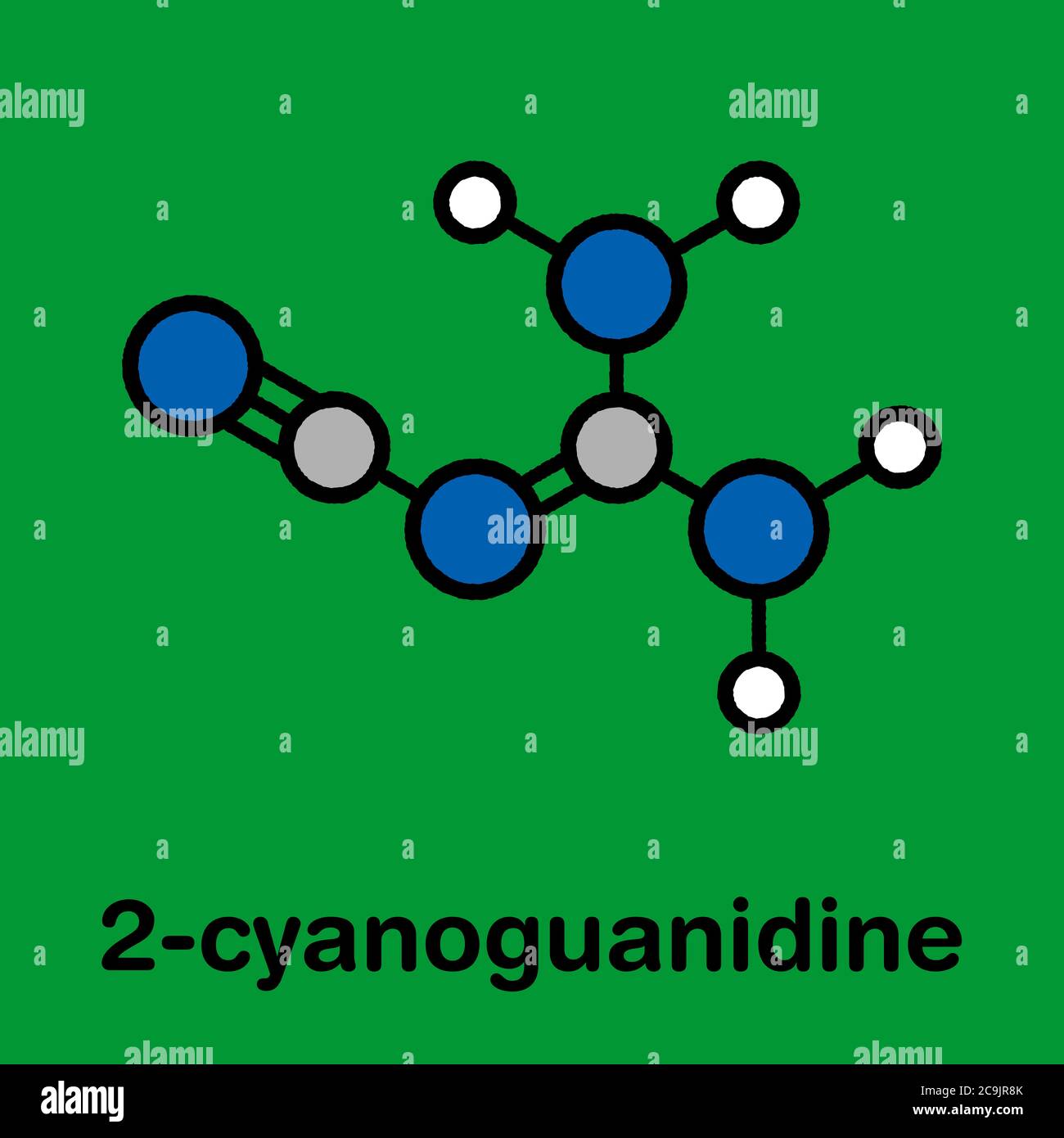 Dicyandiamid (2-Cyanoguanidin, DCD) Molekl. Wird als Dnger und in der  chemischen Synthese verwendet. Stilisierte Skelettformel (chemische Struktur).  Atome ar Stockfotografie - Alamy