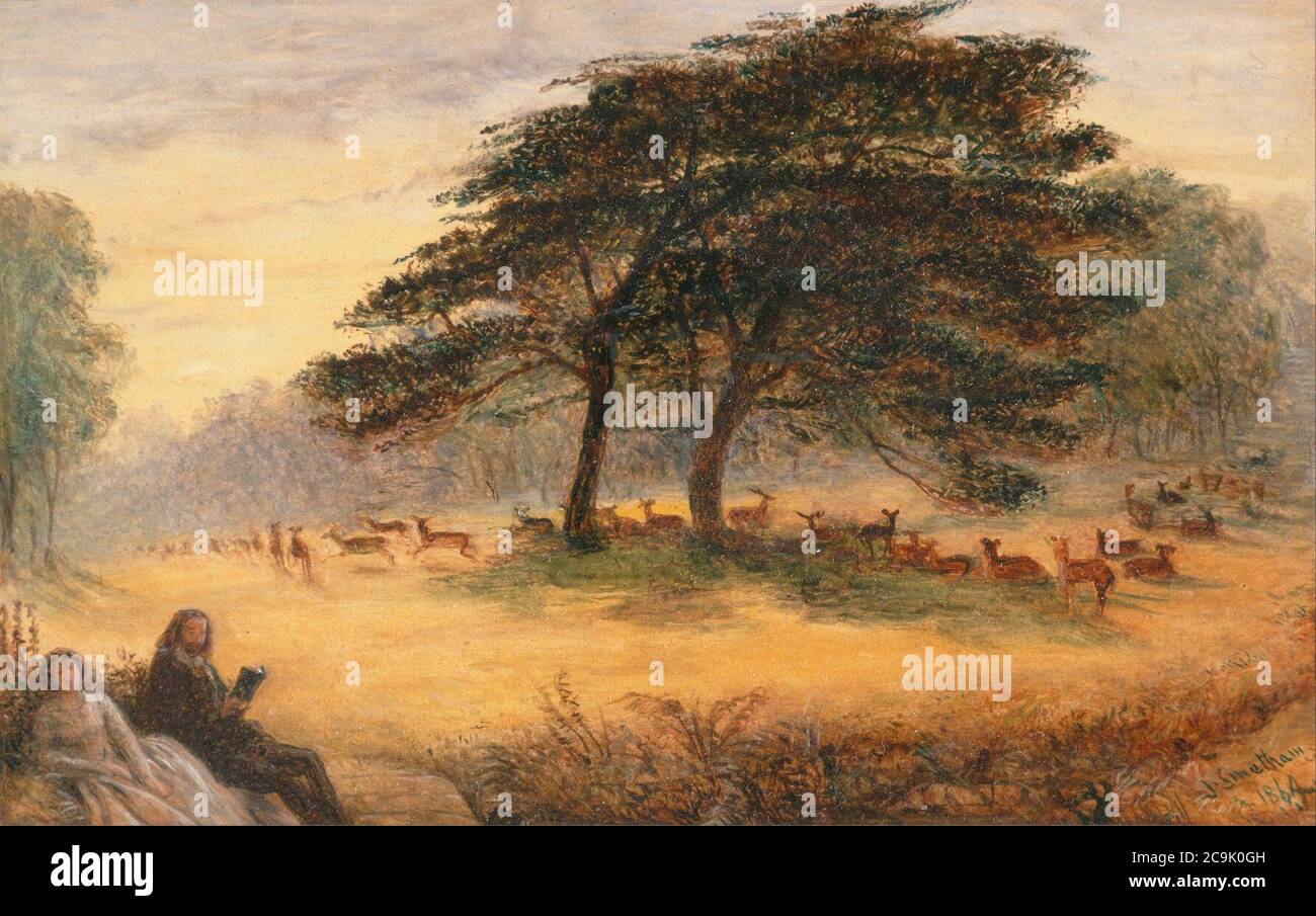 James Smetham - Liebhaber in Richmond Park (Windsor Park) Stockfoto