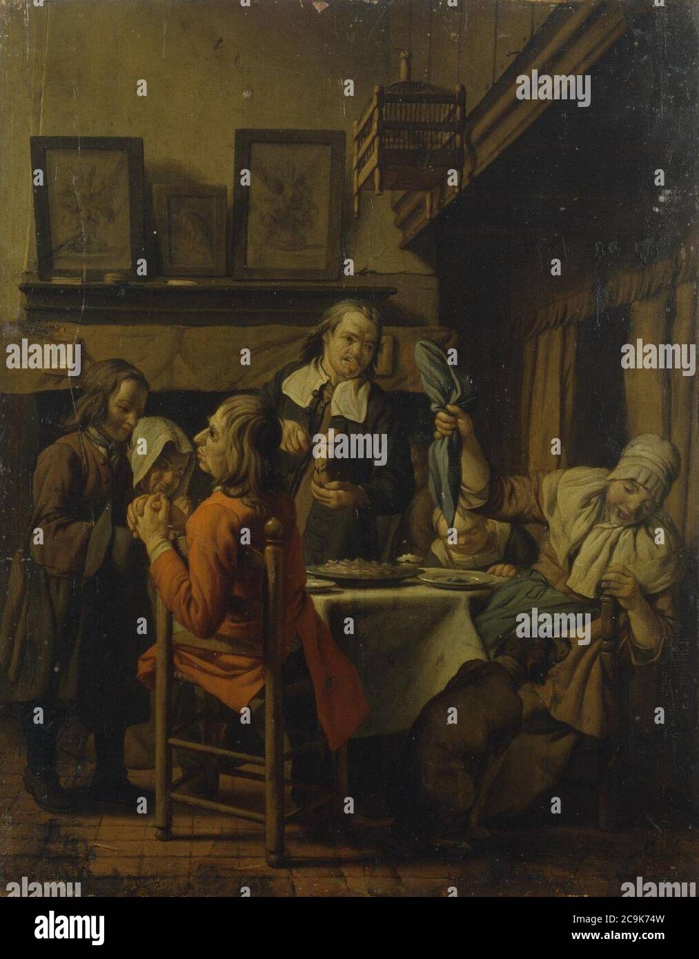 Jan Josef Horemans der Ältere - Genreszene (Abendessen). Stockfoto