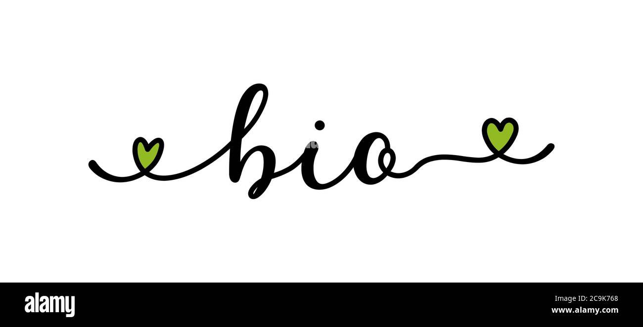 Handskizziertes Bio-Wort als Banner oder Logo. Beschriftung für Header, Label, Ankündigung, Werbung Stock Vektor