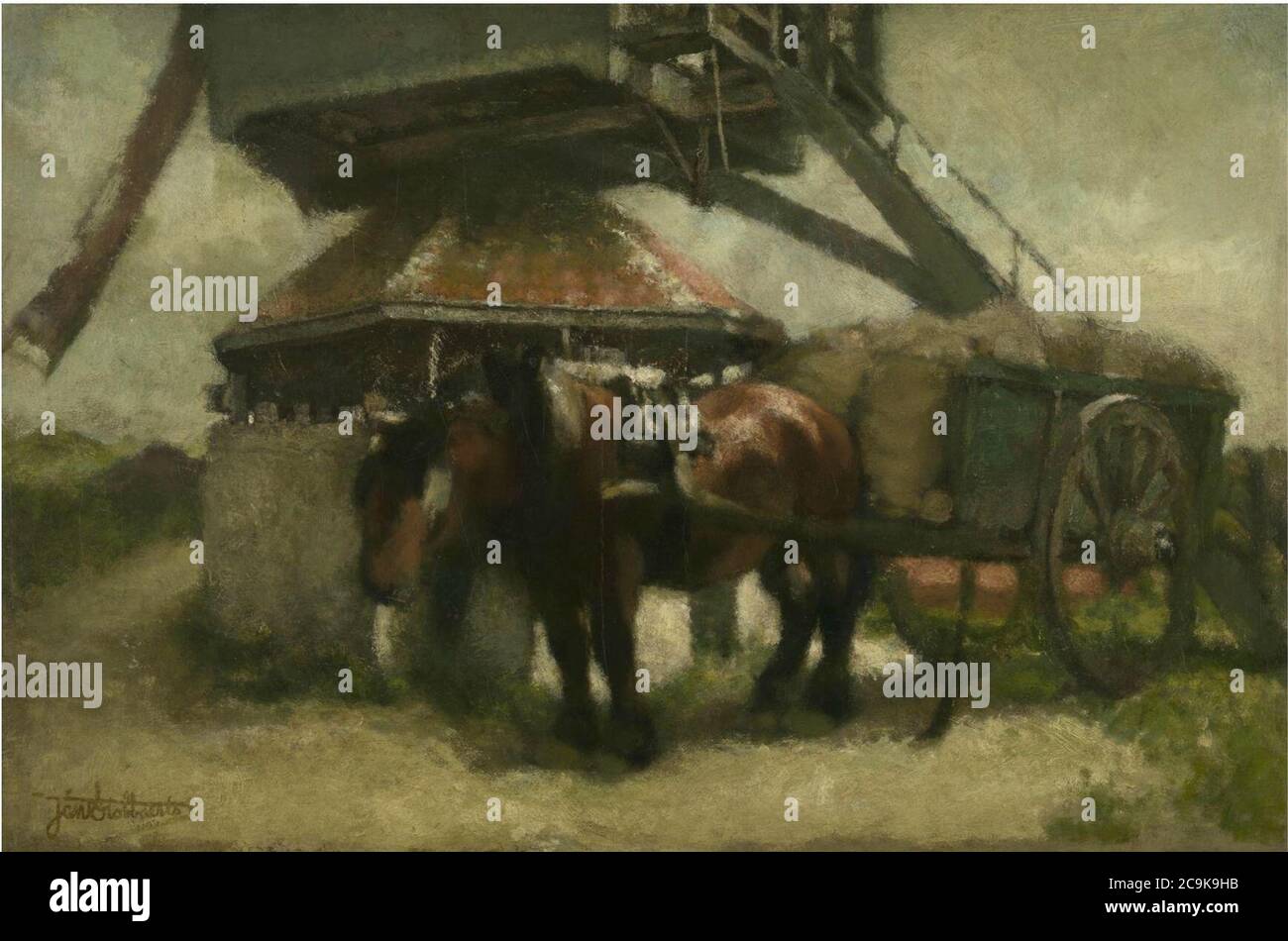 Jan Stobbaerts - Mühle an der Kiel. Stockfoto
