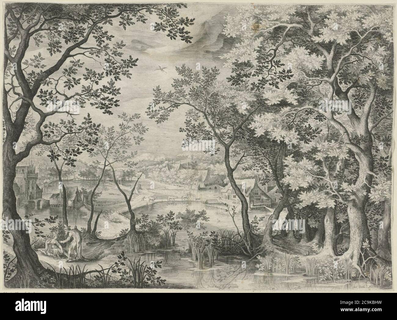 Jan van Londerseel - Landschaft mit Juda und Tamar. Stockfoto