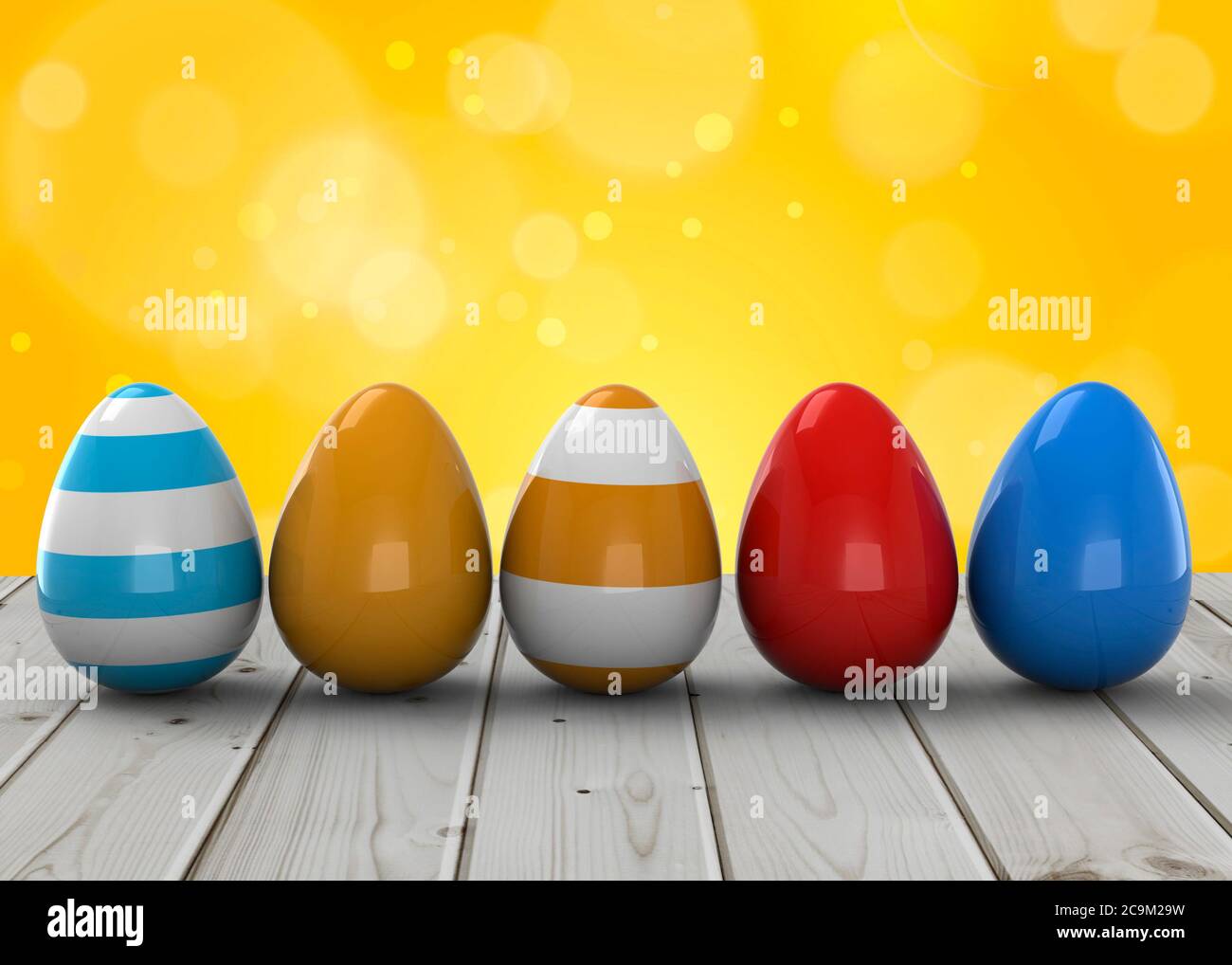 Die Ostereier im bunten Hintergrund - 3D Stockfoto