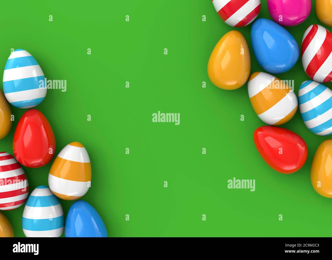Die Ostereier im bunten Hintergrund - 3D Stockfoto