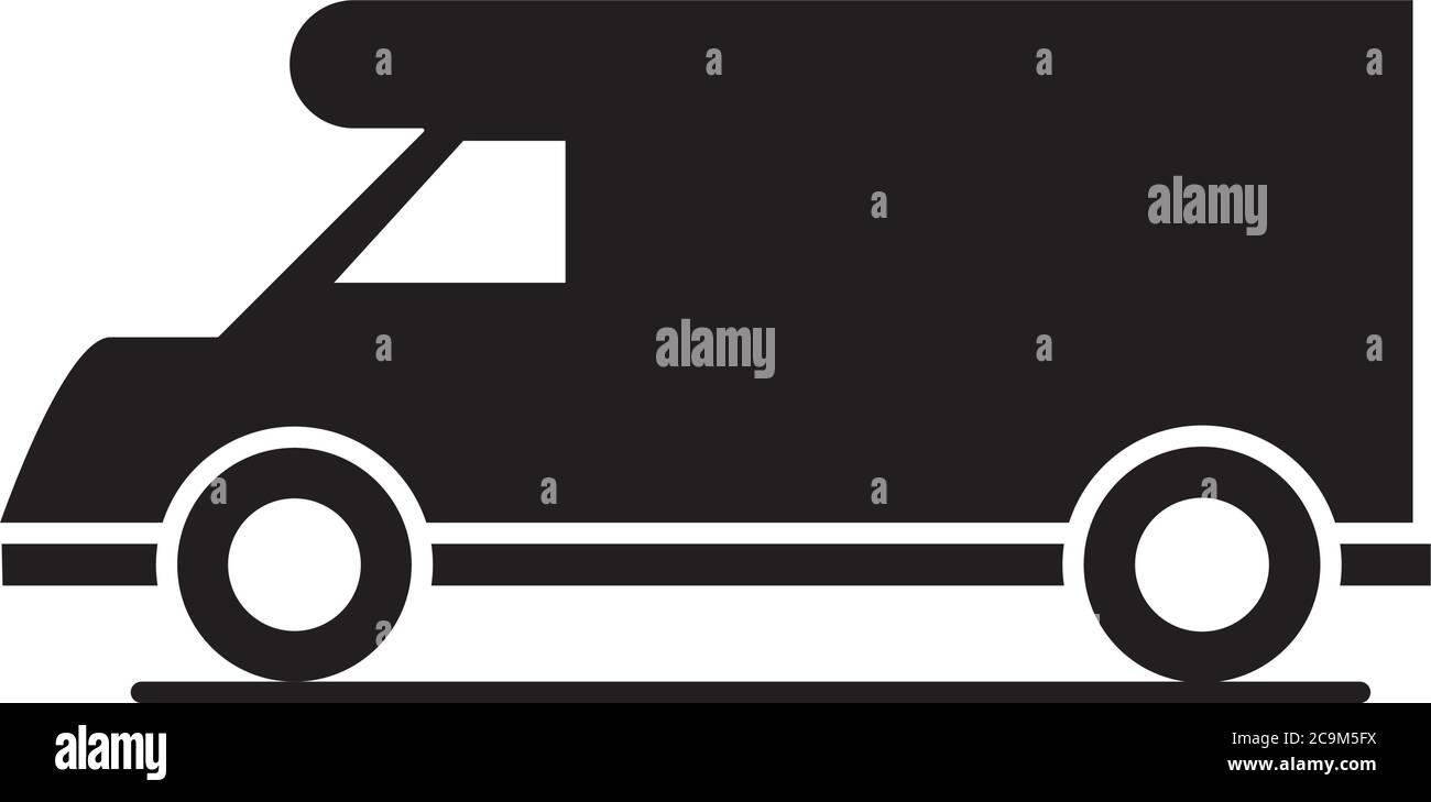 Auto Campervan Modell Transport Fahrzeug Silhouette Stil Symbol Design Vektor Illustration Stock Vektor