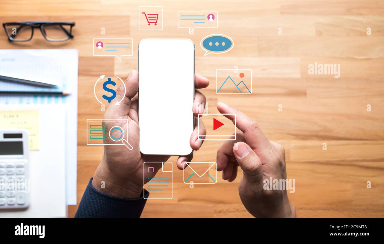 Conctivity Leben und gehen digital, online concepts.New Trend mit Social Network.Disruption von Business trendy.Moderne Kommunikation Stockfoto