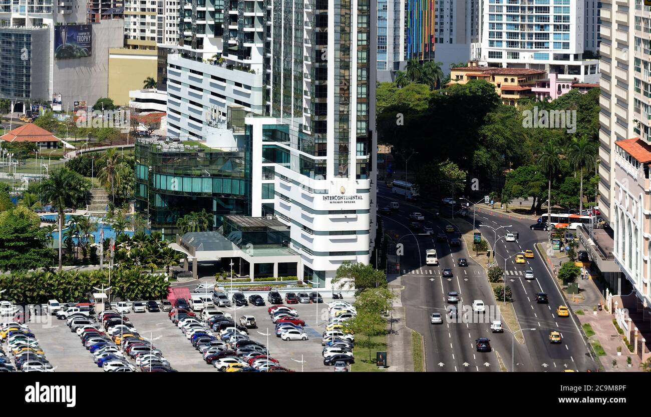 Central Panama City Hotel und Straßen. Stockfoto