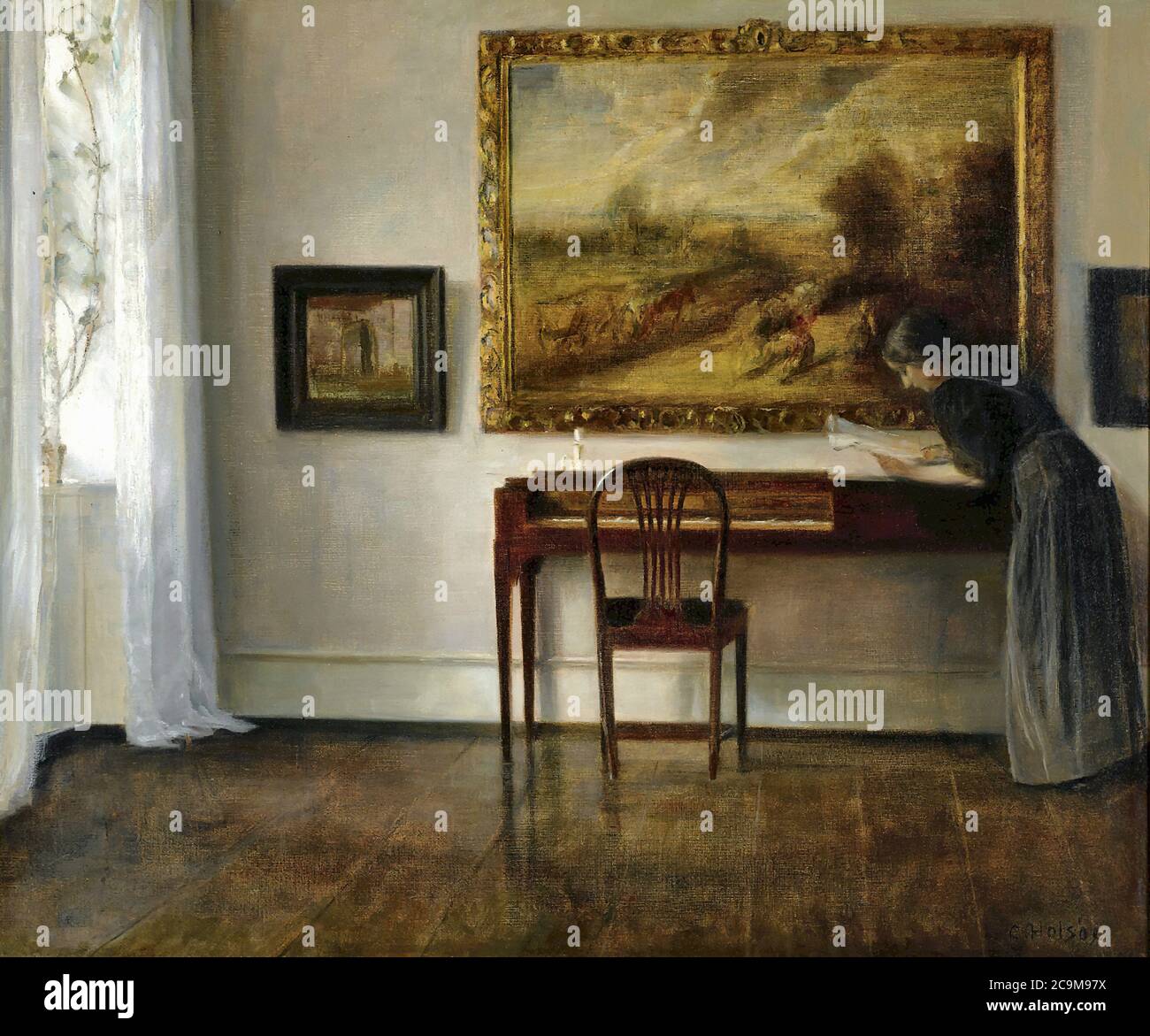 Holsoe Carl Vilhelm - Interieur mit Malerei - Dänische Schule - 19. Und Anfang des 20. Jahrhunderts Stockfoto