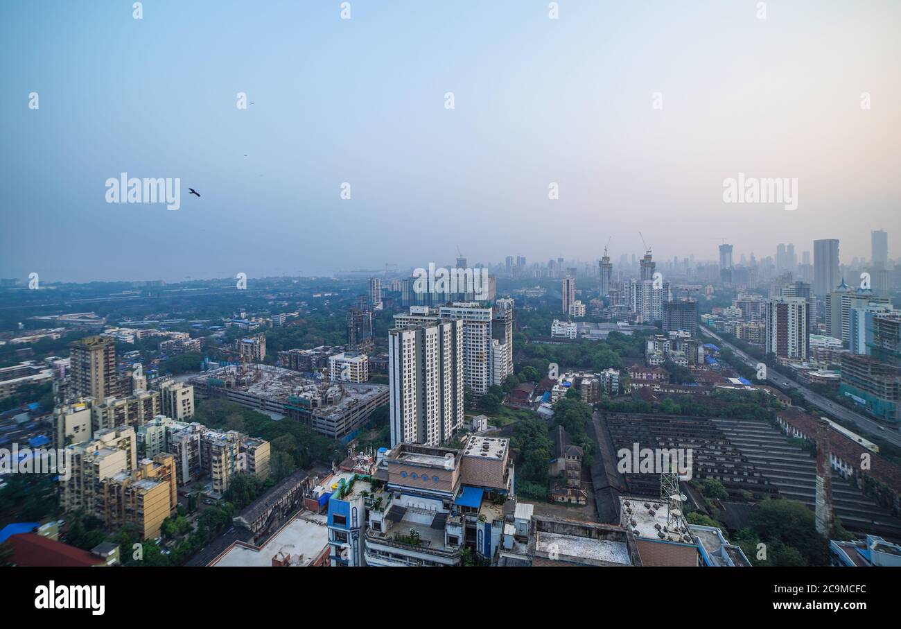 Mumbai Arial View Tall Buildings (Bombay) Monorail Arial Route 2020 Stockfoto