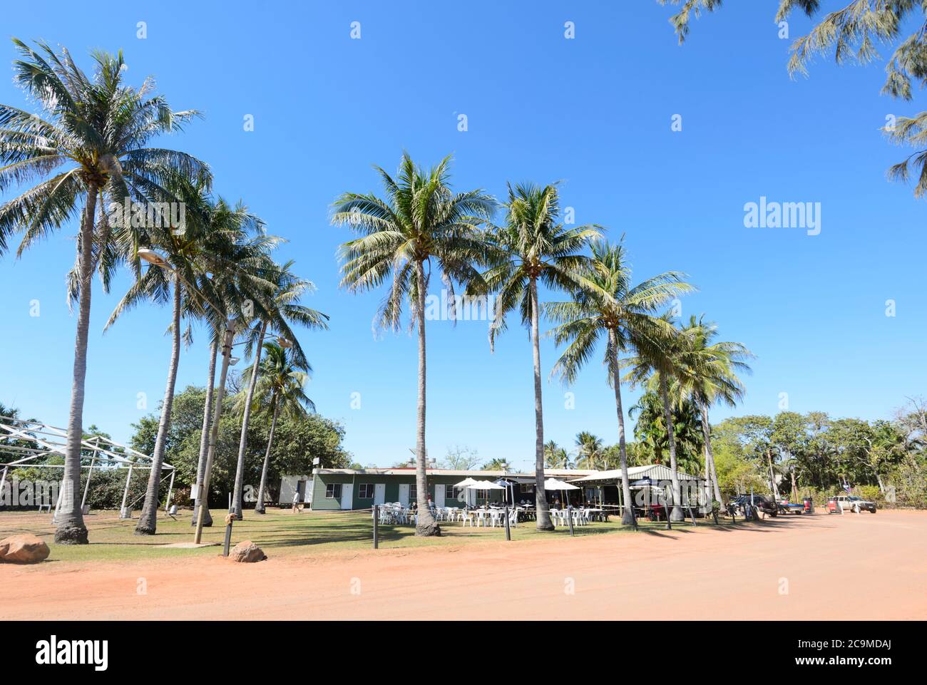 Café und Restaurant am beliebten Dundee Beach in der Nähe von Darwin, Northern Territory, NT, Australien Stockfoto