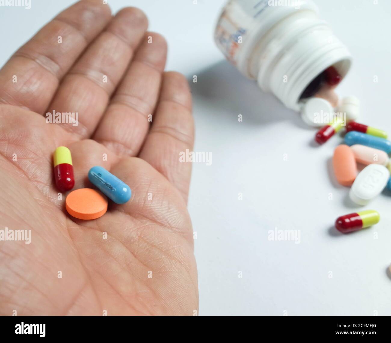 Makro-Foto von Therapie-Pillen Stockfoto