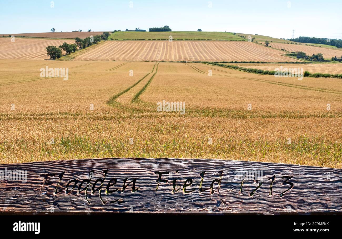 Ort der Schlacht von Flodden am 9. September 1513 in Barnxton Hill, Northumberland, England. Stockfoto