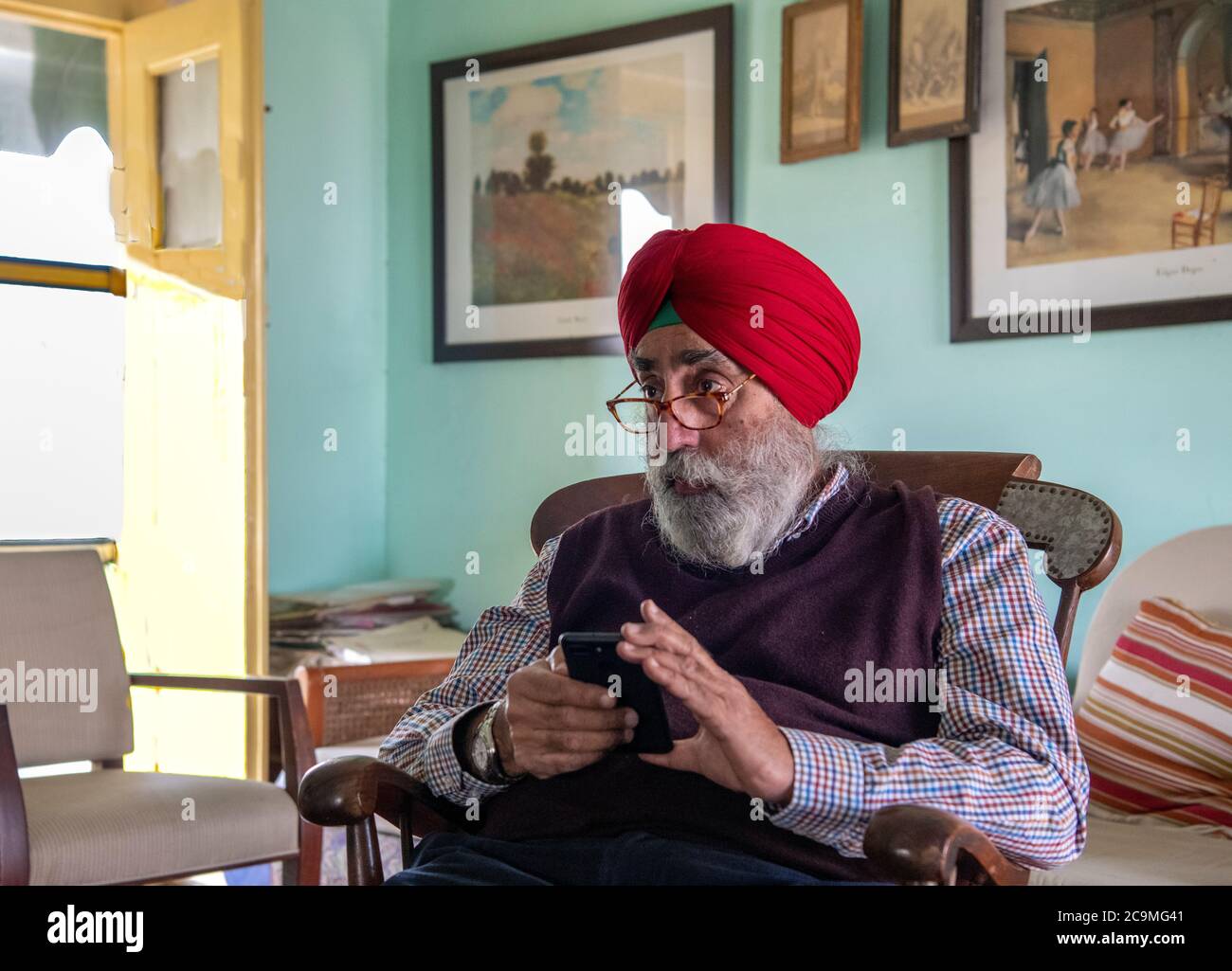 Gentleman Sikh Landwirt und Landbesitzer Fatehgarh Chana Sangut Punjab Indien Stockfoto