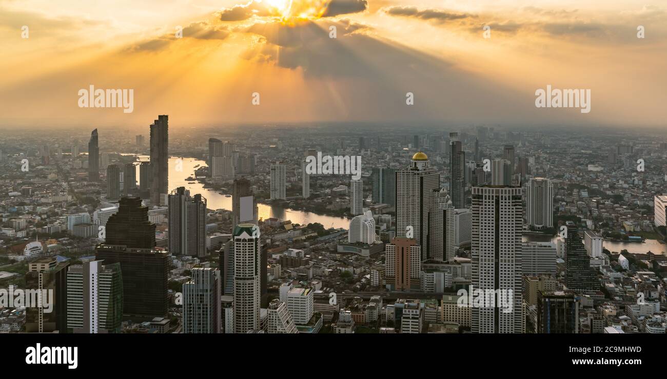 Stadtbild und Skyline von Bangkok City, Thailand. Stockfoto