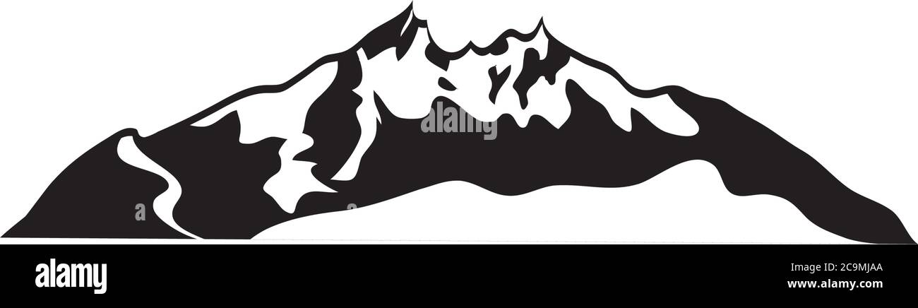 Cartoon Berg mit Schnee auf weißem Hintergrund, Silhouette Symbol Stil, Vektor-Illustration Stock Vektor