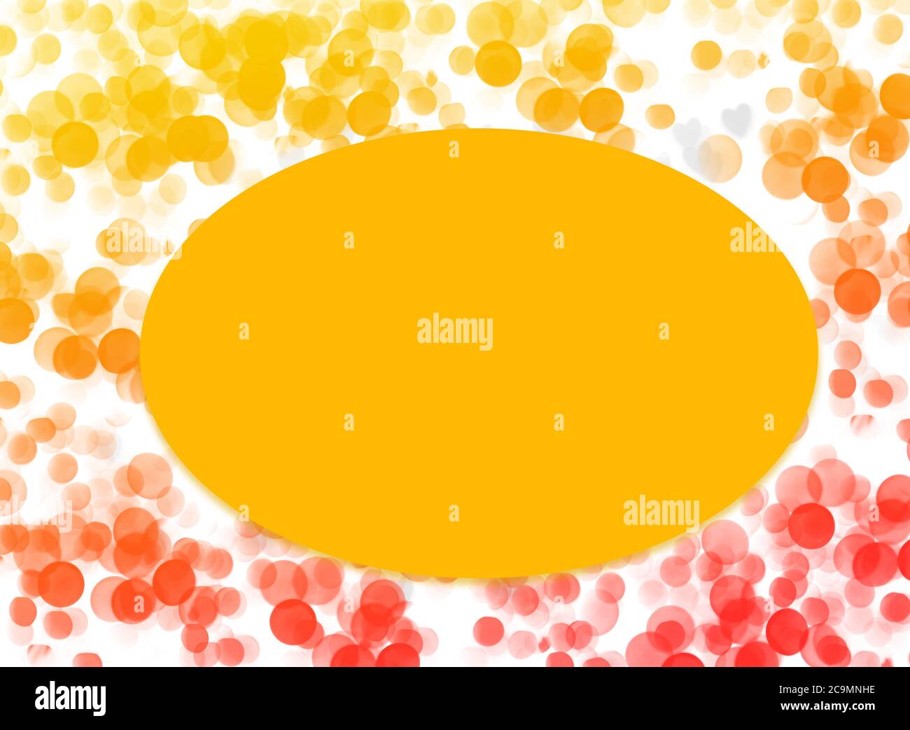 Leeres Gelbes Ovales Design Auf Gelbem Und Rotem Bokeh Hintergrund-Vorlage-Für Banner, Poster, Karte & Fotorahmen Stockfoto