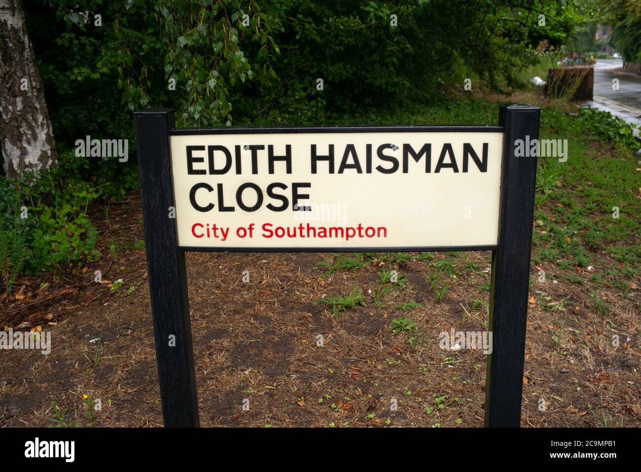 Eine Straße benannt nach Edith Haisman älteste RMS Titanic Surviver in Southampton UK England. Stockfoto