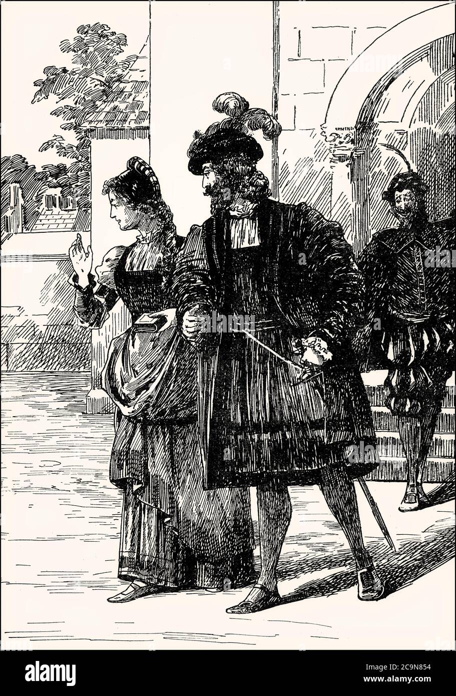 Faust und Margarete, bekannt als Gretchen auf der Straße, erster Teil des tragischen Stücks Faust von Johann Wolfgang von Goethe Stockfoto