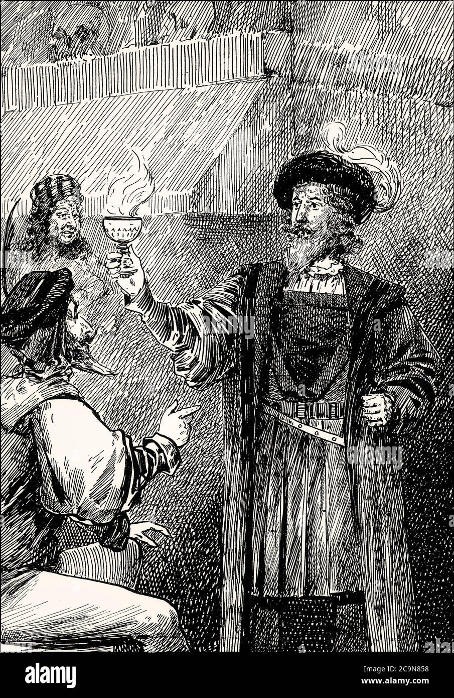 Mephistopheles und Faust, eine Hexenküche, erster Teil des tragischen Stücks Faust von Johann Wolfgang von Goethe Stockfoto