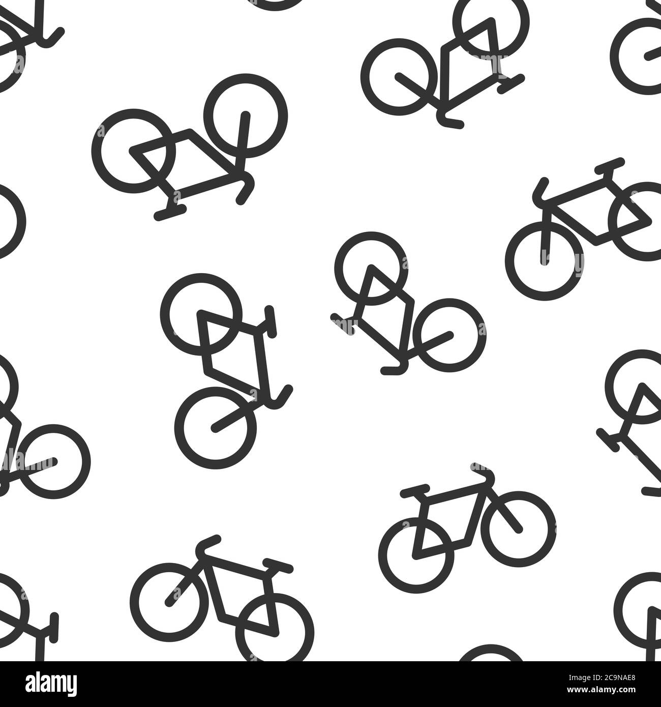 Fahrrad-Ikone im flachen Stil. Fahrrad-Vektor-Illustration auf weißem isolierten Hintergrund. Cycle travel nahtloses Muster Geschäftskonzept. Stock Vektor