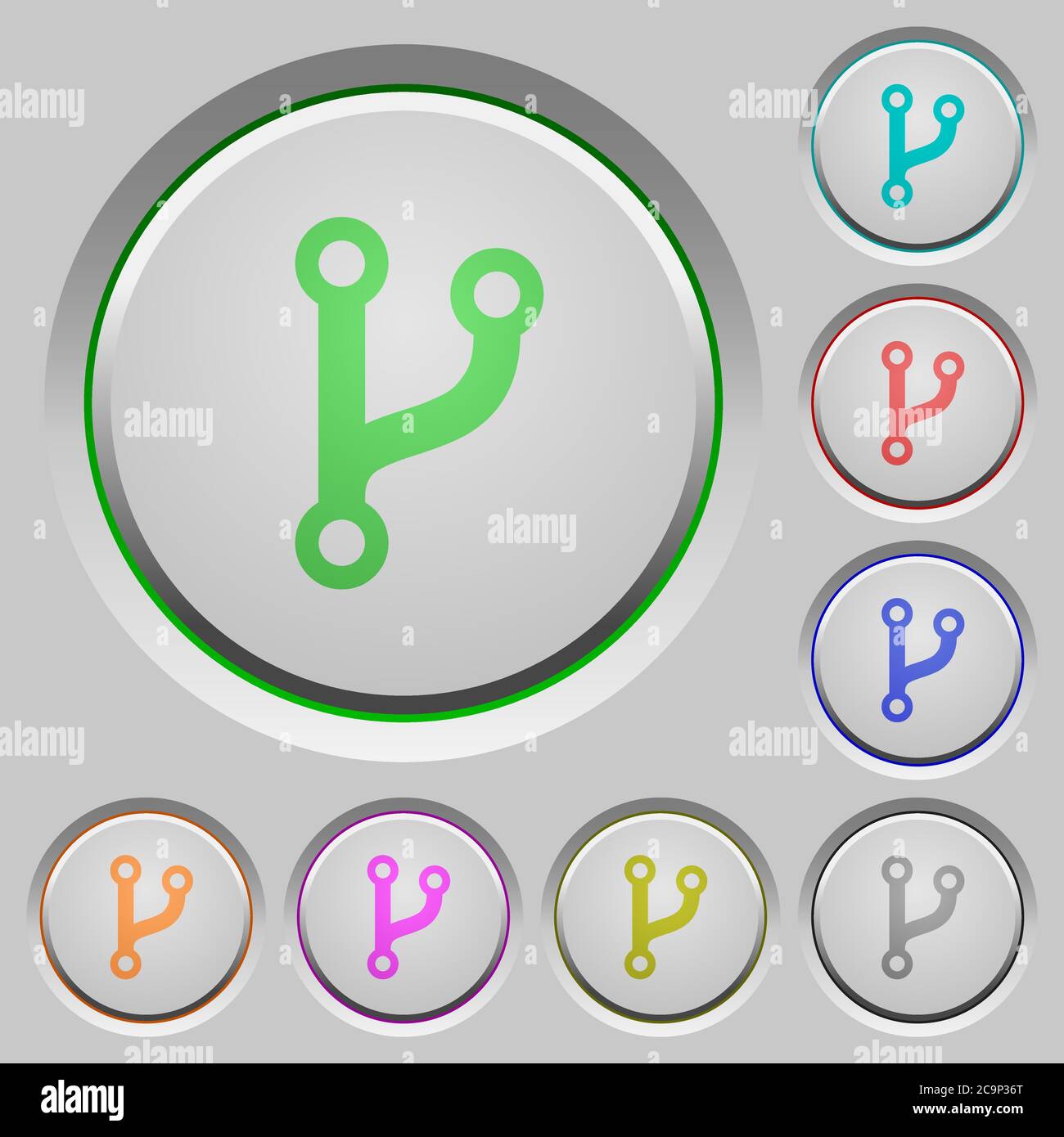 Farbsymbole der Codegabel auf versenkten Drucktasten Stock Vektor