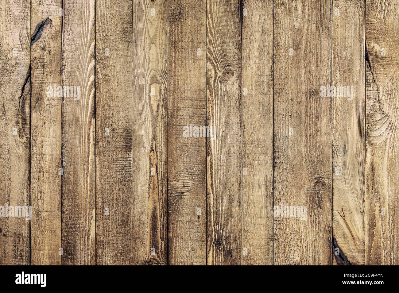 Holzverdrängter Hintergrund. Braune rustikale Holzdiele Stockfoto