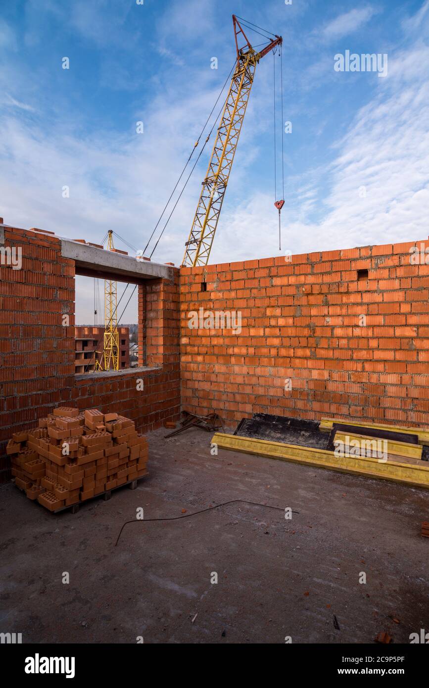 Baustelle im winter Stockfoto