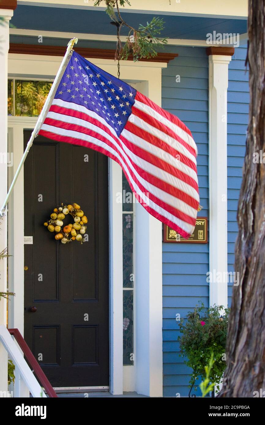 Vereinigte Staaten von Amerika Flagge weht im Wind Stockfoto