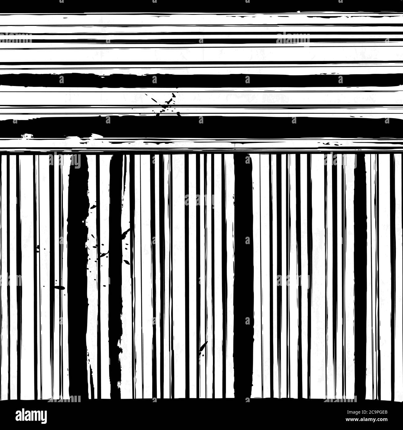 Abstraktes Hintergrundmuster, mit Streifen, Striche und Spritzer, schwarz und weiß, Stock Vektor