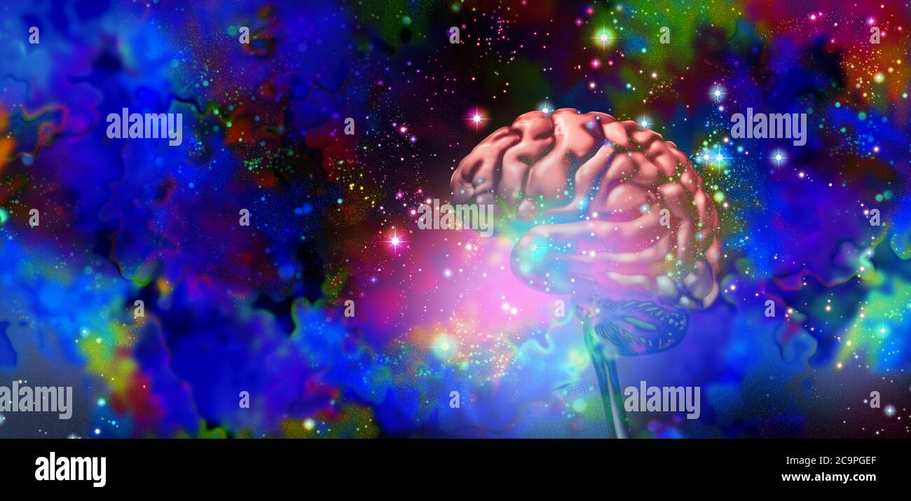 Hirnforschung und Neurologie Konzept oder psychische Gesundheit abstraktes Symbol für Demenz oder alzheimer-Krankheit mit 3D-Illustration Elemente. Stockfoto