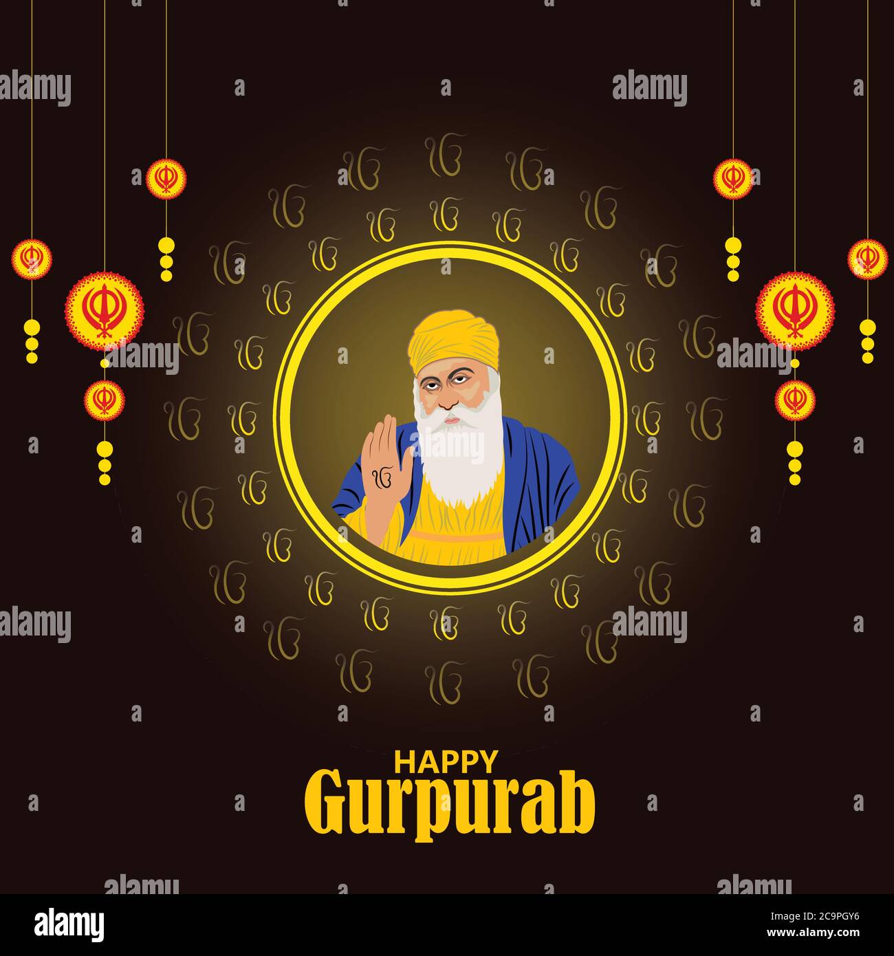 Guru nanak jayanti Gurpurab, auch bekannt als Prakash Utsav Guru Nanak Jayanti, feiert die Geburt des ersten Sikh Guru Stock Vektor