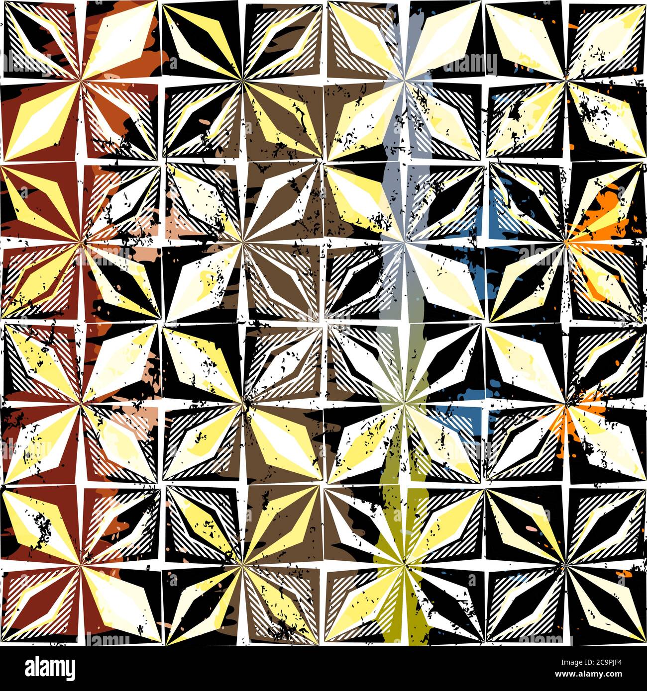 Abstraktes geometrisches Hintergrundmuster, mit Konturen und Spritzern Stock Vektor