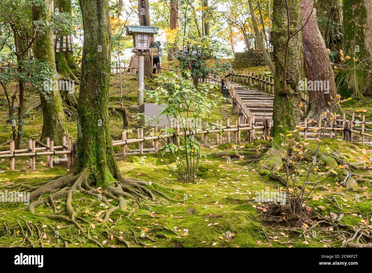 Kanazawa, Japan. Kenroku-en, ein alter privater Garten und einer der drei Großen Gärten Japans (Nihon Sanmeien), im Herbst Stockfoto