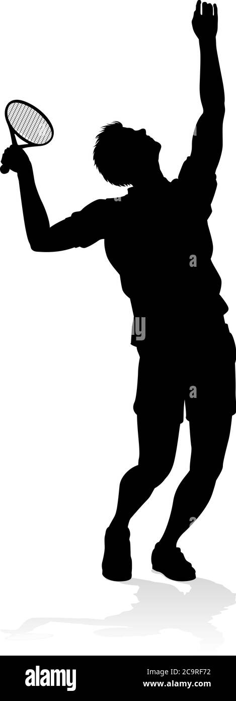 Tennis Spieler Mann Sport Person Silhouette Stock Vektor
