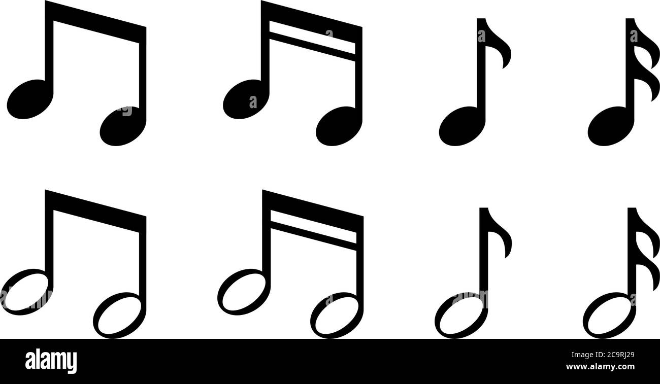 Satz einfacher Symbole für Musiknoten Stock Vektor