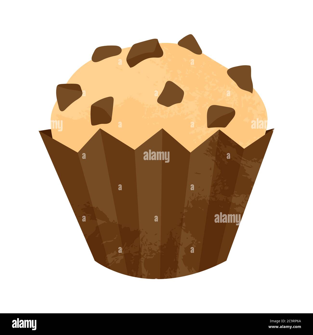 Einhandgezogener Cupcake oder Muffin mit Schokolade und Karamell. Vektor-Cartoon-Illustration in flachem Design. Element für Grußkarten, Poster, Stick Stock Vektor