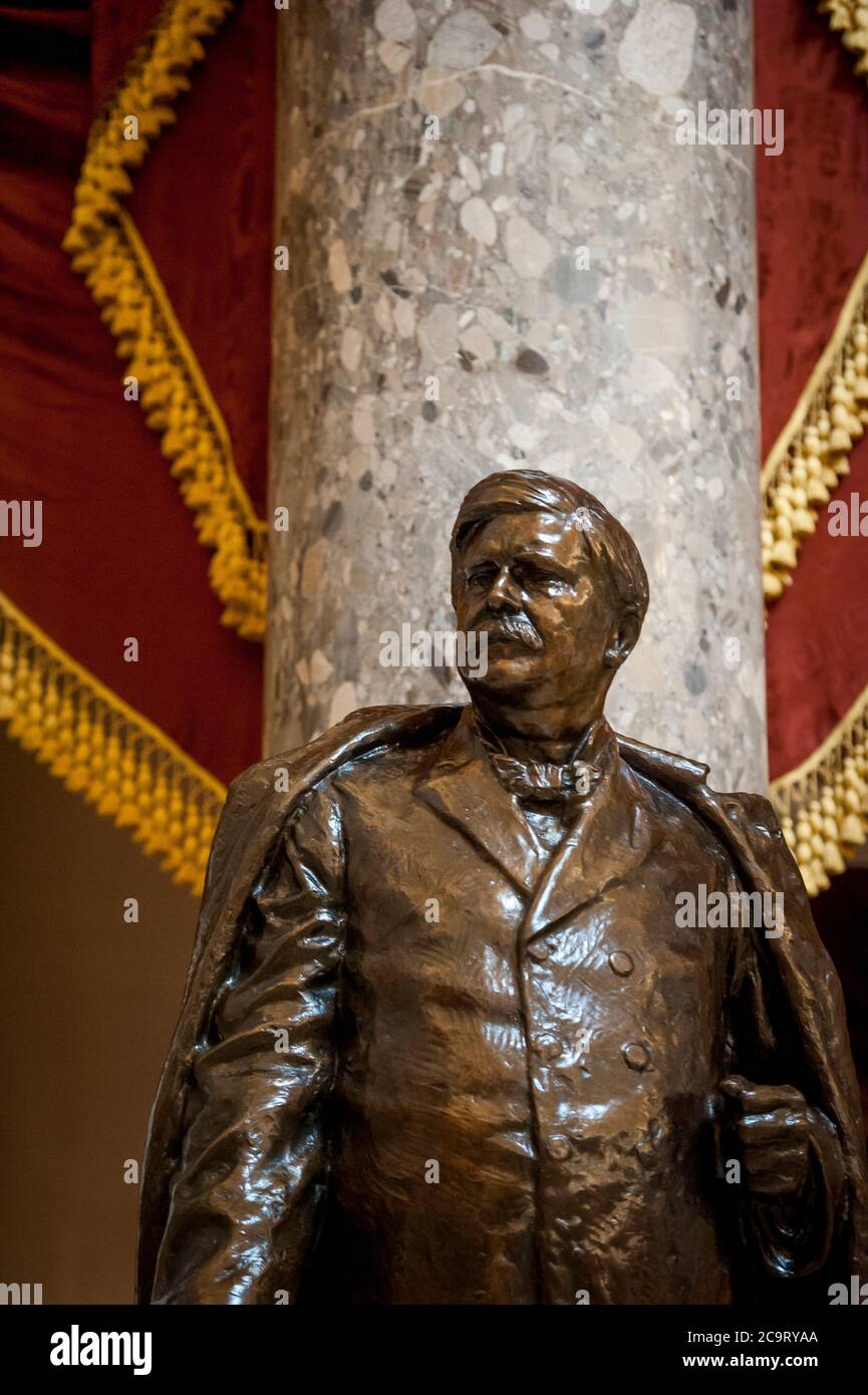 Diese Statue des Senators der Vereinigten Staaten Zebulon Baird Vance (Demokrat von North Carolina), wurde der National Statuary Hall Collection von North Carolina im Jahr 1916 gegeben und steht in der Statuary Hall im US Capitol in Washington, DC., ab Freitag, 31. Juli 2020. Vance lebte vom 13. Mai 1830 bis zum 14. April 1894 und diente als konföderierte Militäroffizier, 43. Gouverneur von North Carolina und US-Senator. Kredit: Rod Lampey/CNP /MediaPunch Stockfoto