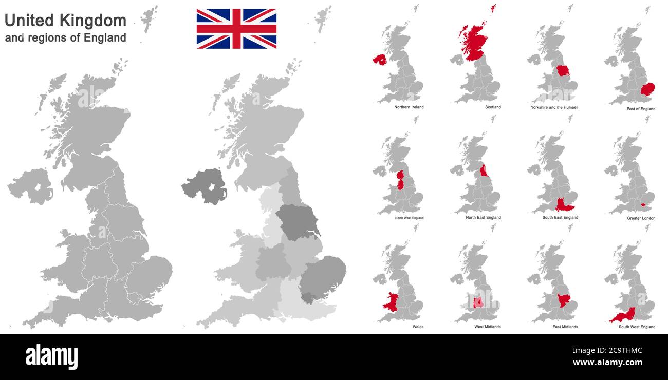 Europäisches Land Großbritannien und Regionen Englands Stock Vektor