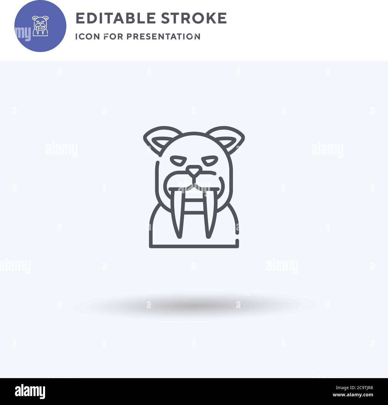 Sabre Tooth Icon Vektor, gefülltes flaches Zeichen, solides Piktogramm isoliert auf weiß, Logo Illustration. Sabre Tooth-Symbol für die Präsentation. Stock Vektor