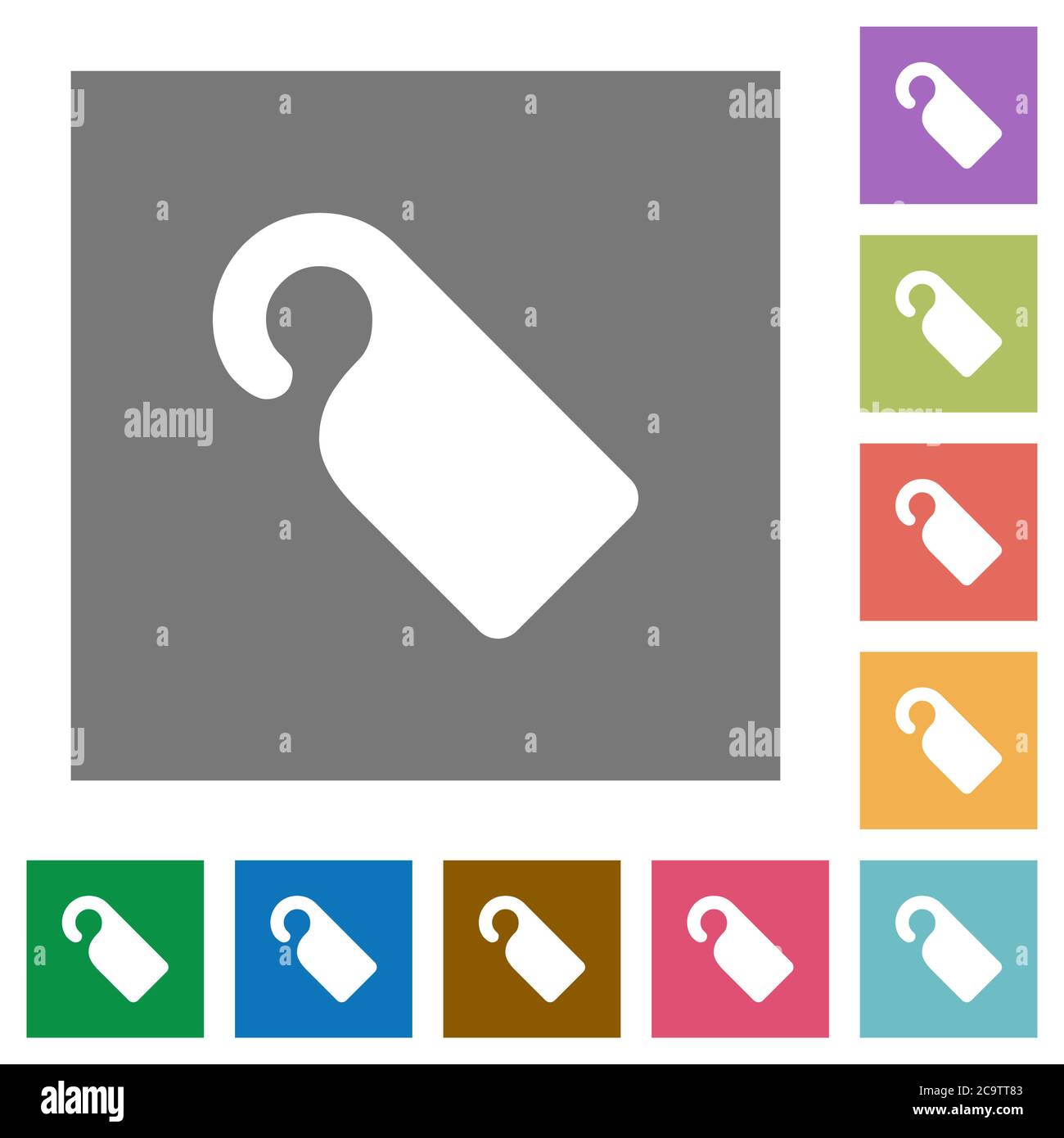 Bitte nicht stören Zeichen flache Symbole auf einfache Farbe quadratischen Hintergründen Stock Vektor