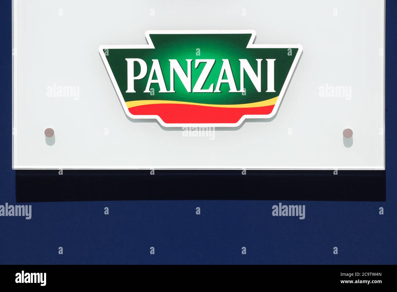 Lyon, Frankreich - 21. Mai 2020: Panzani-Logo an der Wand. Panzani ist eine französische Nudelmarke. Seit 2005 ist es eine Tochtergesellschaft von Ebro Foods Stockfoto