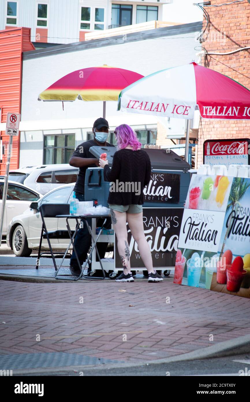 Italian Ice man in Noda Nachbarschaft, Charlotte NC Stockfoto