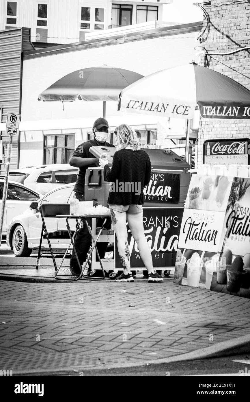 Italian Ice man in Noda Nachbarschaft, Charlotte NC Stockfoto