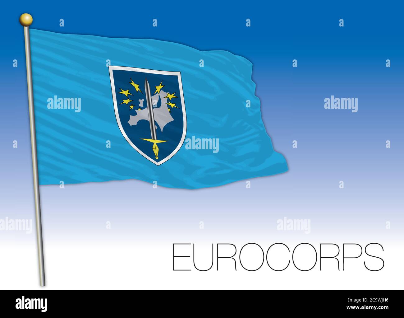 Eurocorps europäische multinationale Militärstreitkräfte Flagge, Vektor-Illustration Stock Vektor