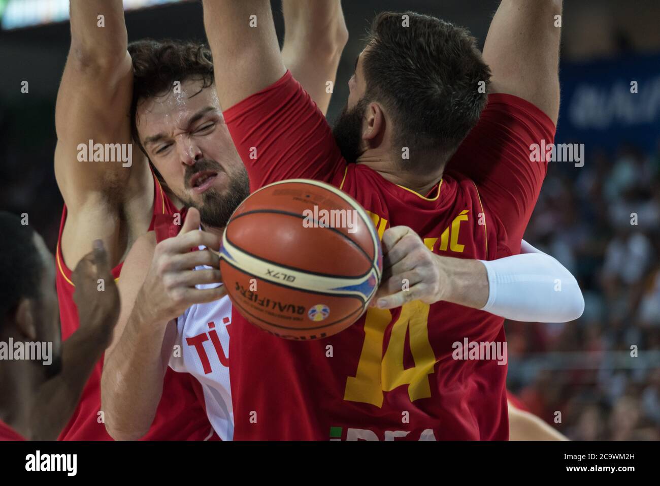 14.09.2018. Ankara, Türkei. FIBA Basketball Männer WM 2019 Qualifikationsspiel: Türkei gegen Montenegro in der Ankara Arena, Ankara. Stockfoto