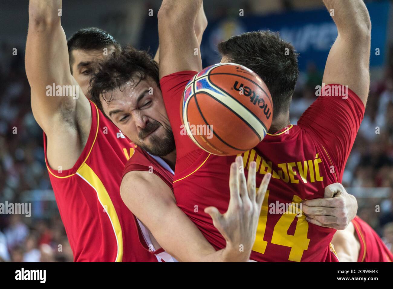 14.09.2018. Ankara, Türkei. FIBA Basketball Männer WM 2019 Qualifikationsspiel: Türkei gegen Montenegro in der Ankara Arena, Ankara. Stockfoto