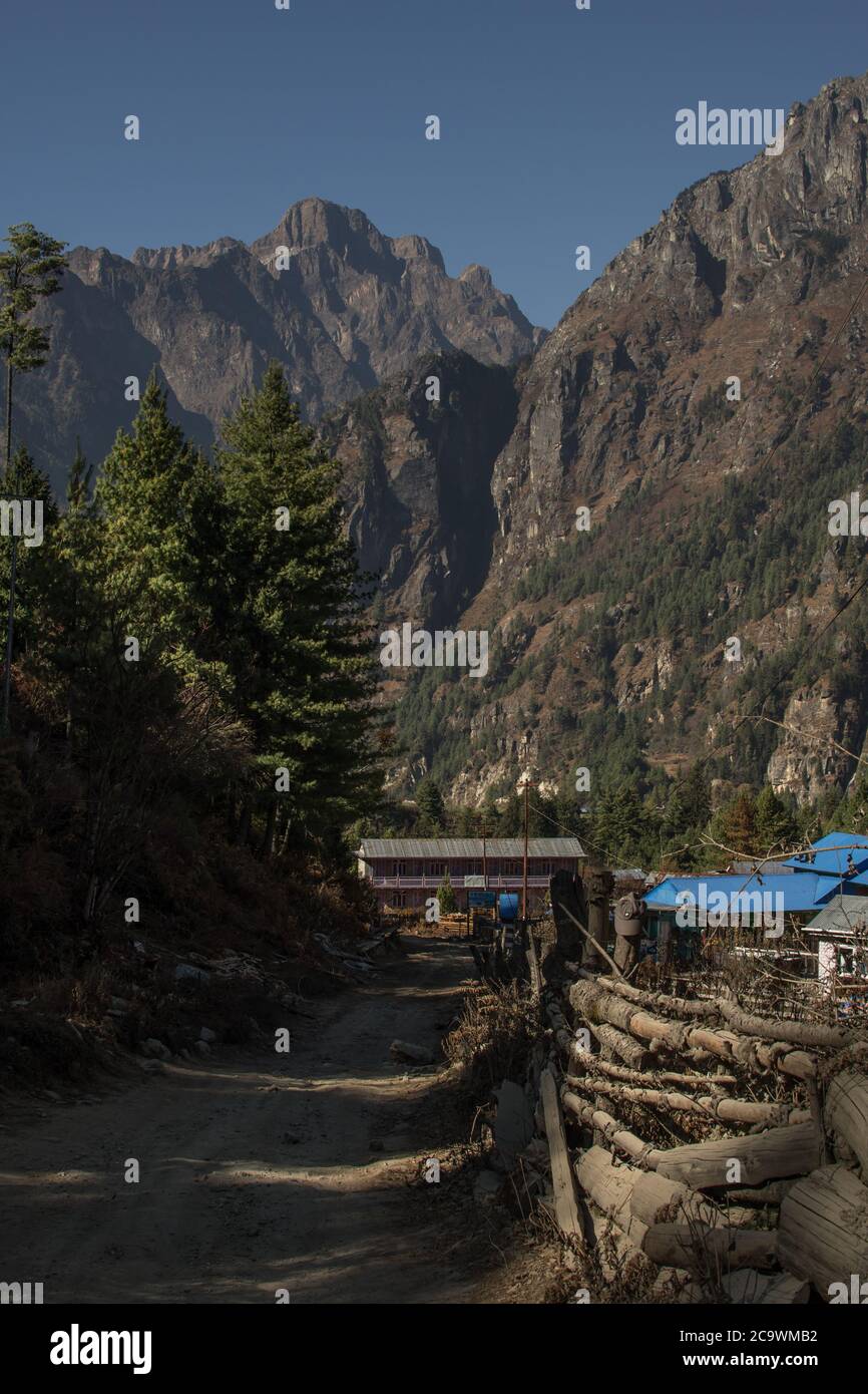 Trekking Annapurna Schaltung vorbei Bergdorf und Teehäuser, Lamjung Bezirk, Himalaya, Nepal, Asien Stockfoto